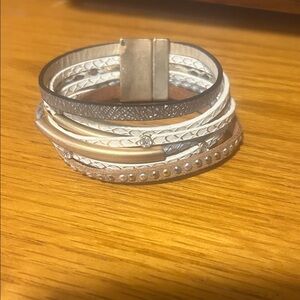Maurices Gold and White Multi-Band Bracelet
